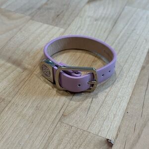 Rustic Cuff Lilac Leather Bracelet with Silver Buckle